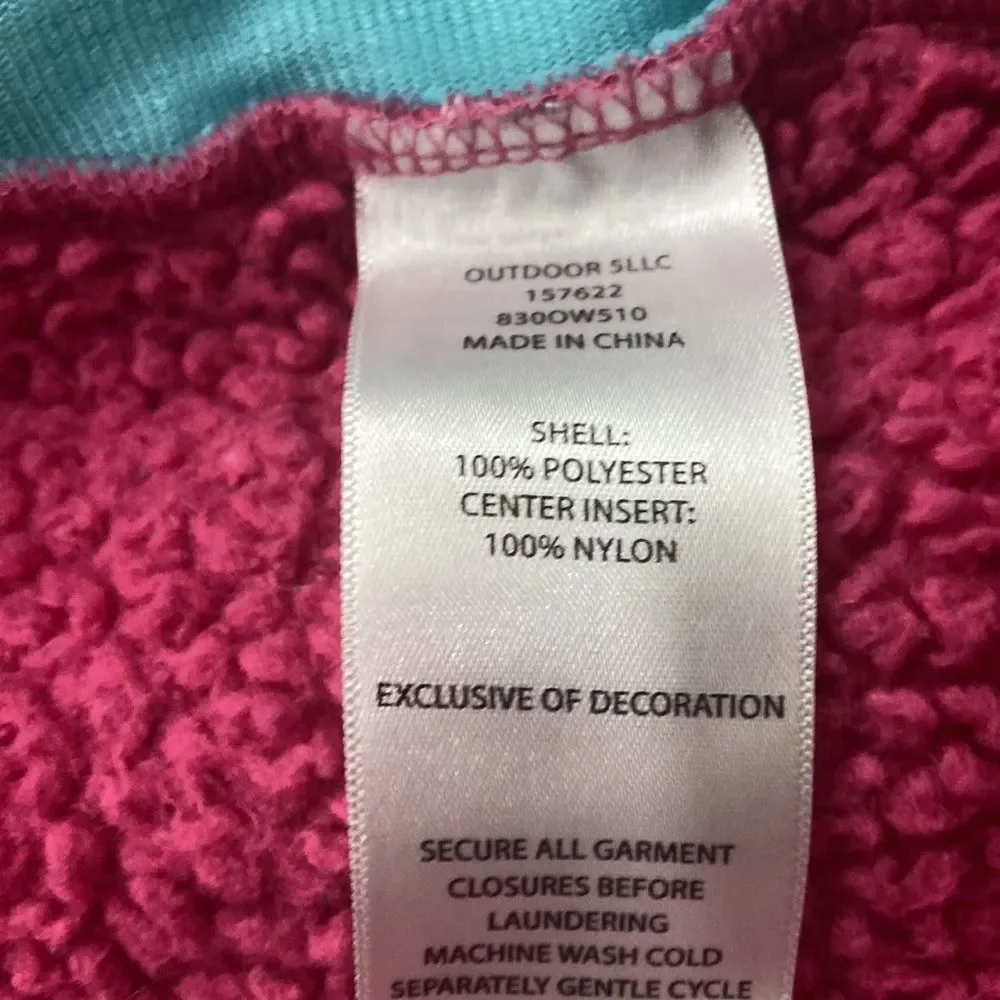 Eddie Bauer Girl’s Pink Blue Nylon Full Zip Sherpa Fleece Jacket Coat